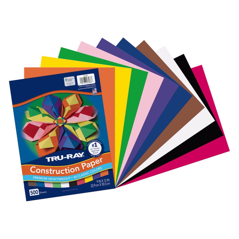 Tru-Ray (P6588-4) Heavyweight Construction Paper Bulk Assortment, 10 Assorted Colors, 9" x 12", 500 Sheets - Image 2